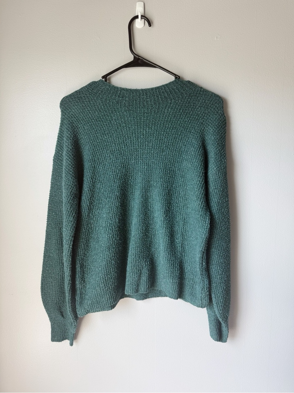Pink Rose Green Waffle Knit Sweater